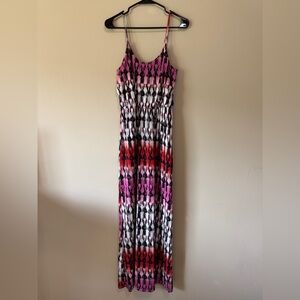Maurices Pink and Red Patterned Maxi Dress